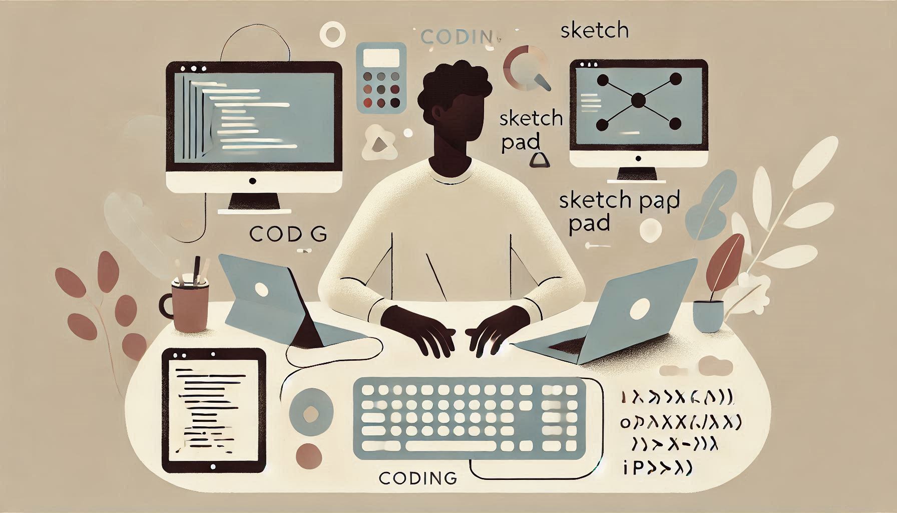 Coding workstation vector graphic